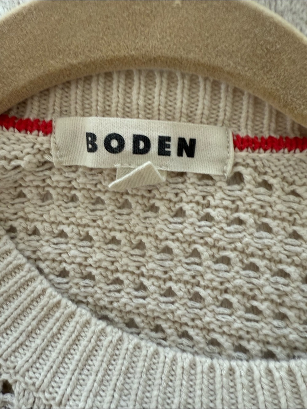 Boden Cream Open-Weave Crewneck Sweater - Picture 6 of 9